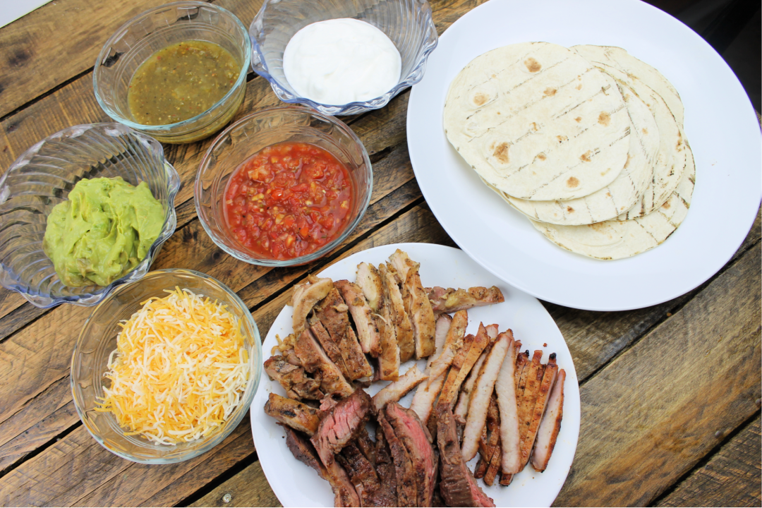 Chicken, Pork, and Beef Fajitas