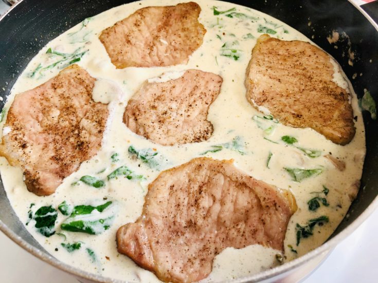Pork Chops with Mushroom and Spinach Gravy