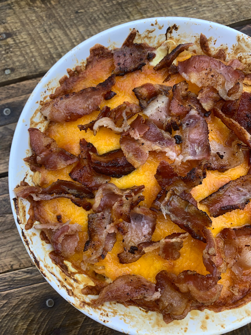 Baked Mac and Cheese with Ritz Crackers and Bacon