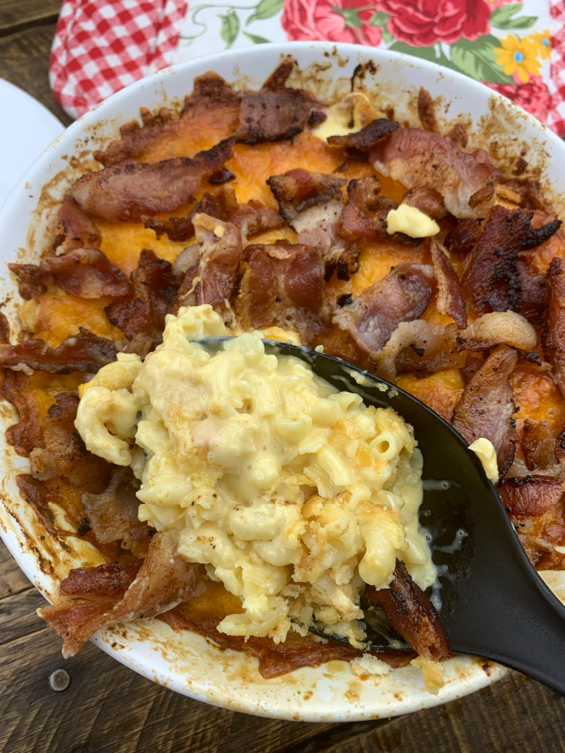 Baked Mac and Cheese with Ritz Crackers and Bacon