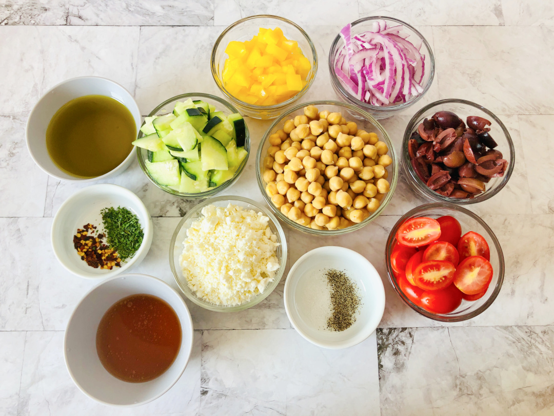 Mediterranean Chickpea Salad ingredients