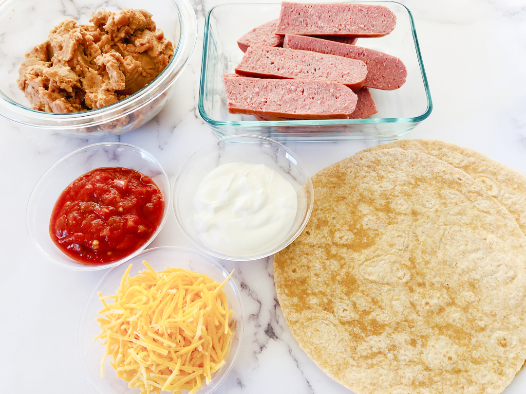 Sausage and Bean Burrito ingredients