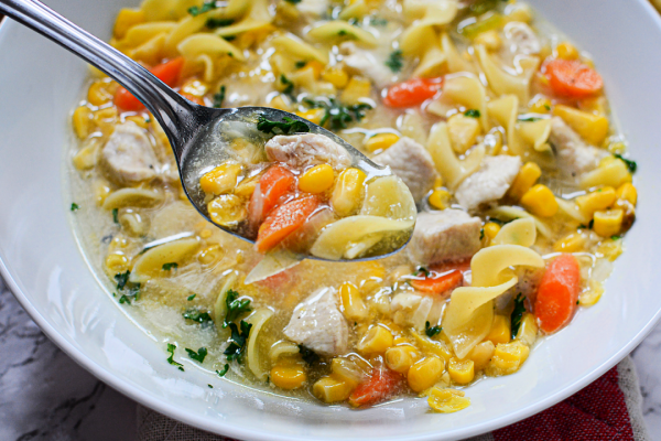 Chicken Corn Noodle Soup - Roscoe's Recipes