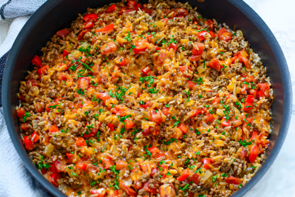 Skillet Beef and Rice - Roscoe's Recipes