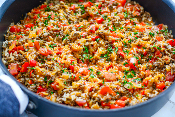 Skillet Beef and Rice - Roscoe's Recipes